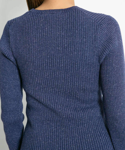 混色羅紋圓領針織衫
