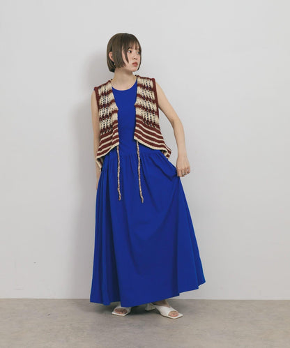 無袖抽繩連衣裙