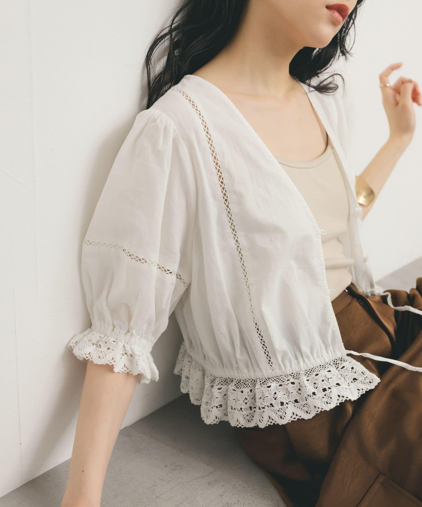 2WAY簡約蕾絲襯衫