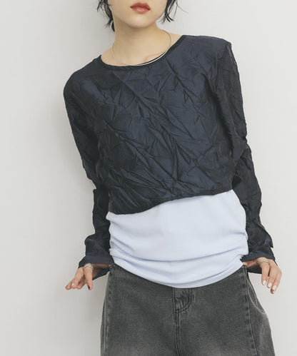 層疊褶皺長袖T恤