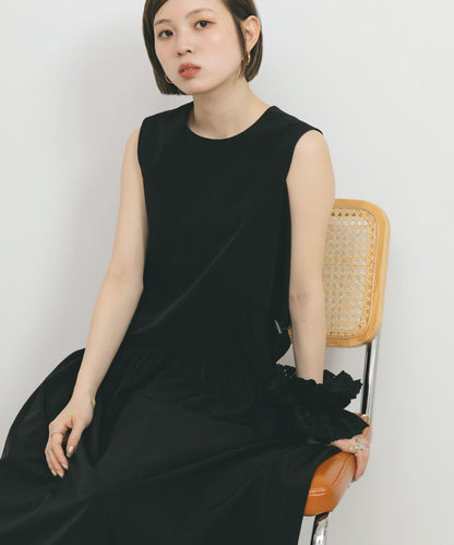 無袖抽繩連衣裙