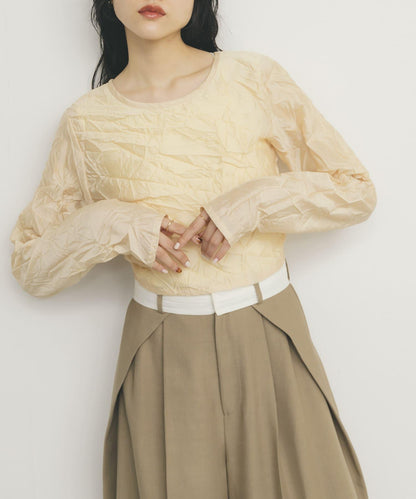 層疊褶皺長袖T恤