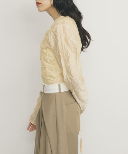 層疊褶皺長袖T恤