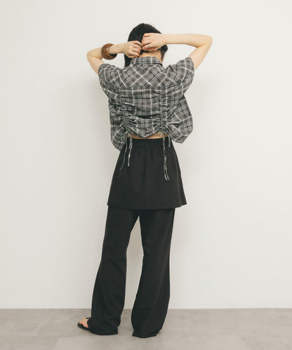 抽繩透視格紋襯衫