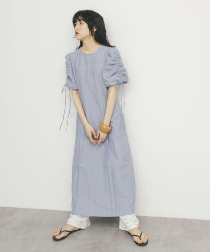 2尺碼可選抽繩袖連衣裙