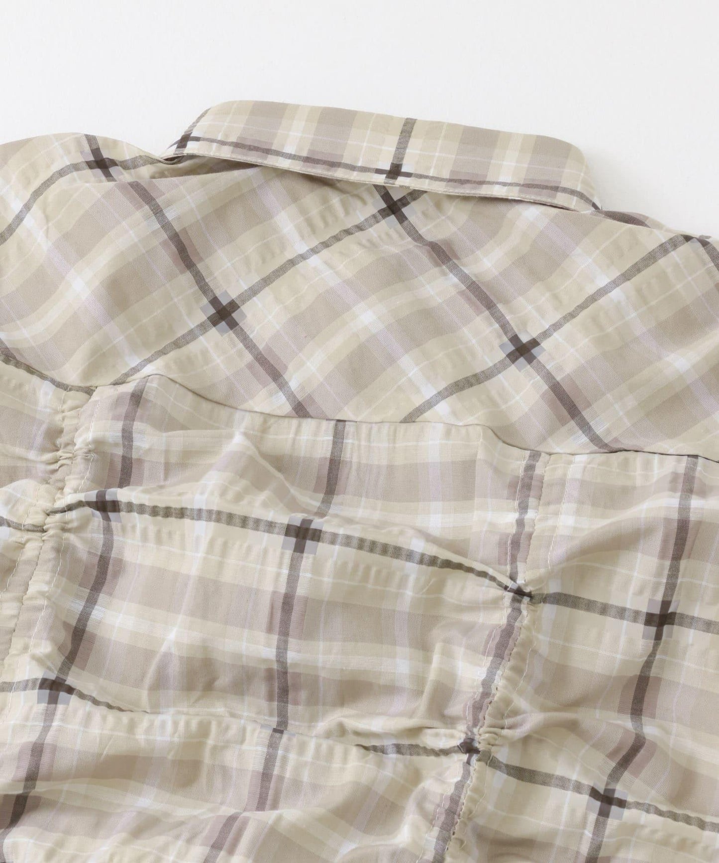 抽繩透視格紋襯衫