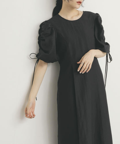 2尺碼可選抽繩袖連衣裙