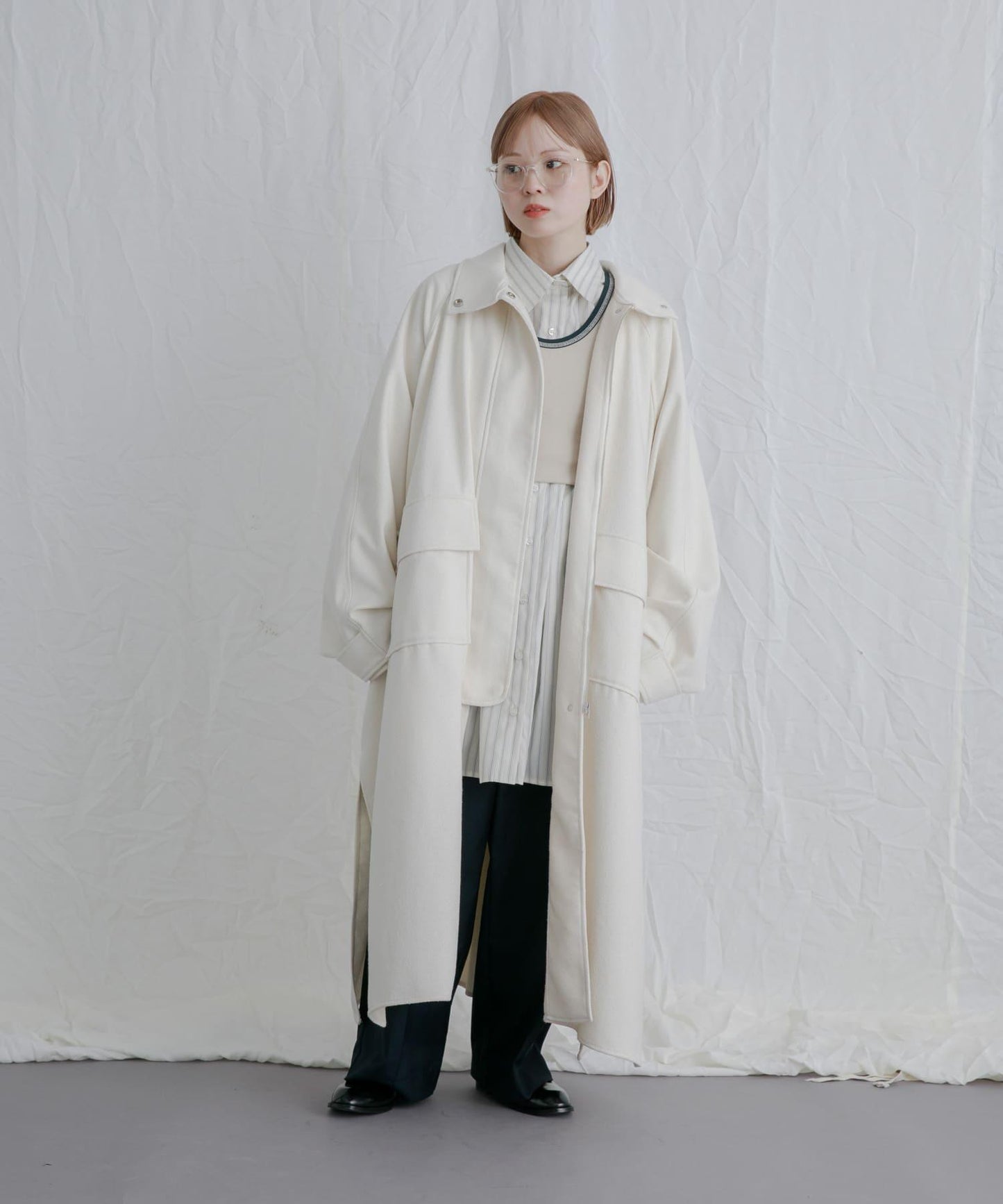 立領圈圈呢大衣