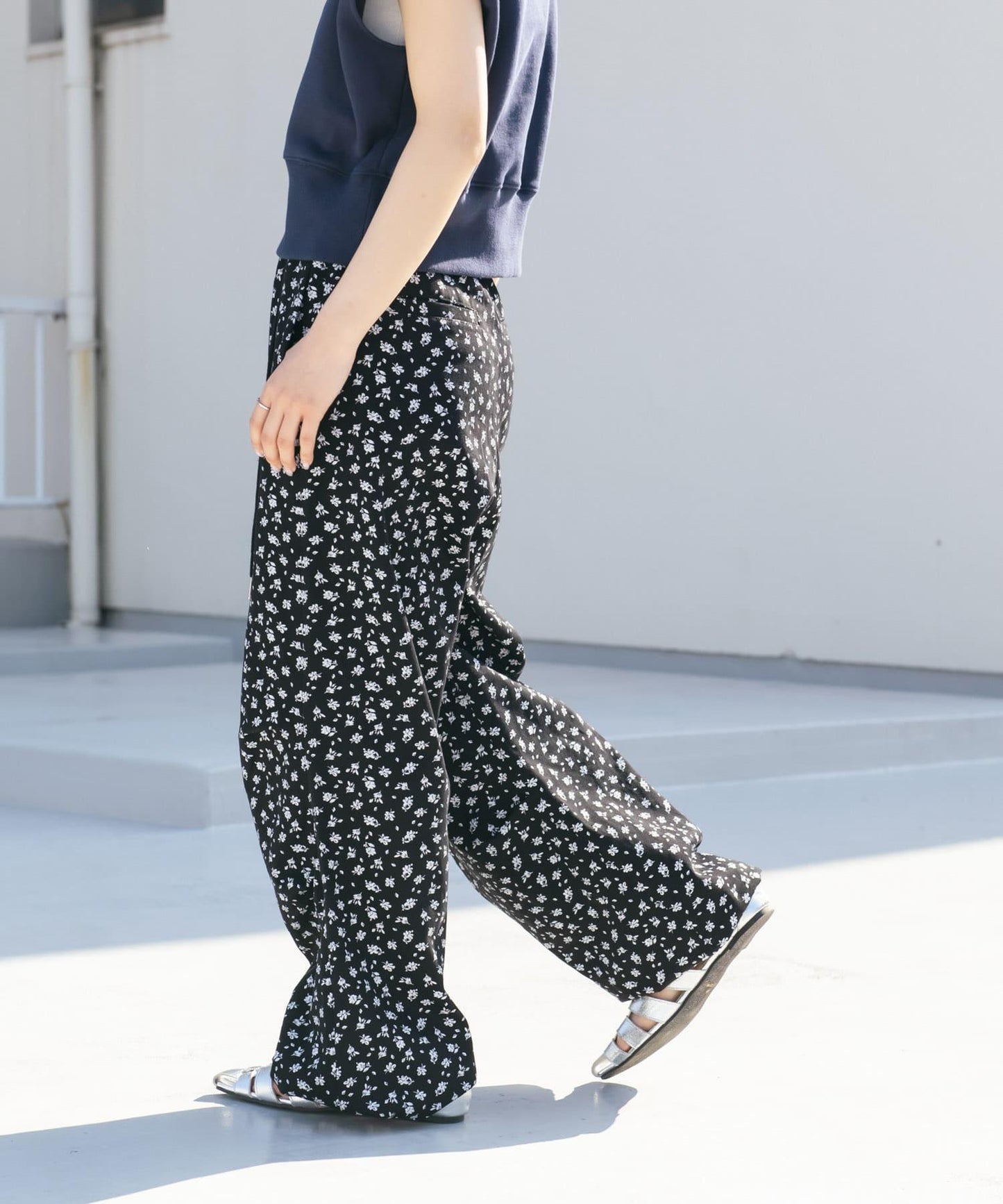 花卉印花抽繩褲