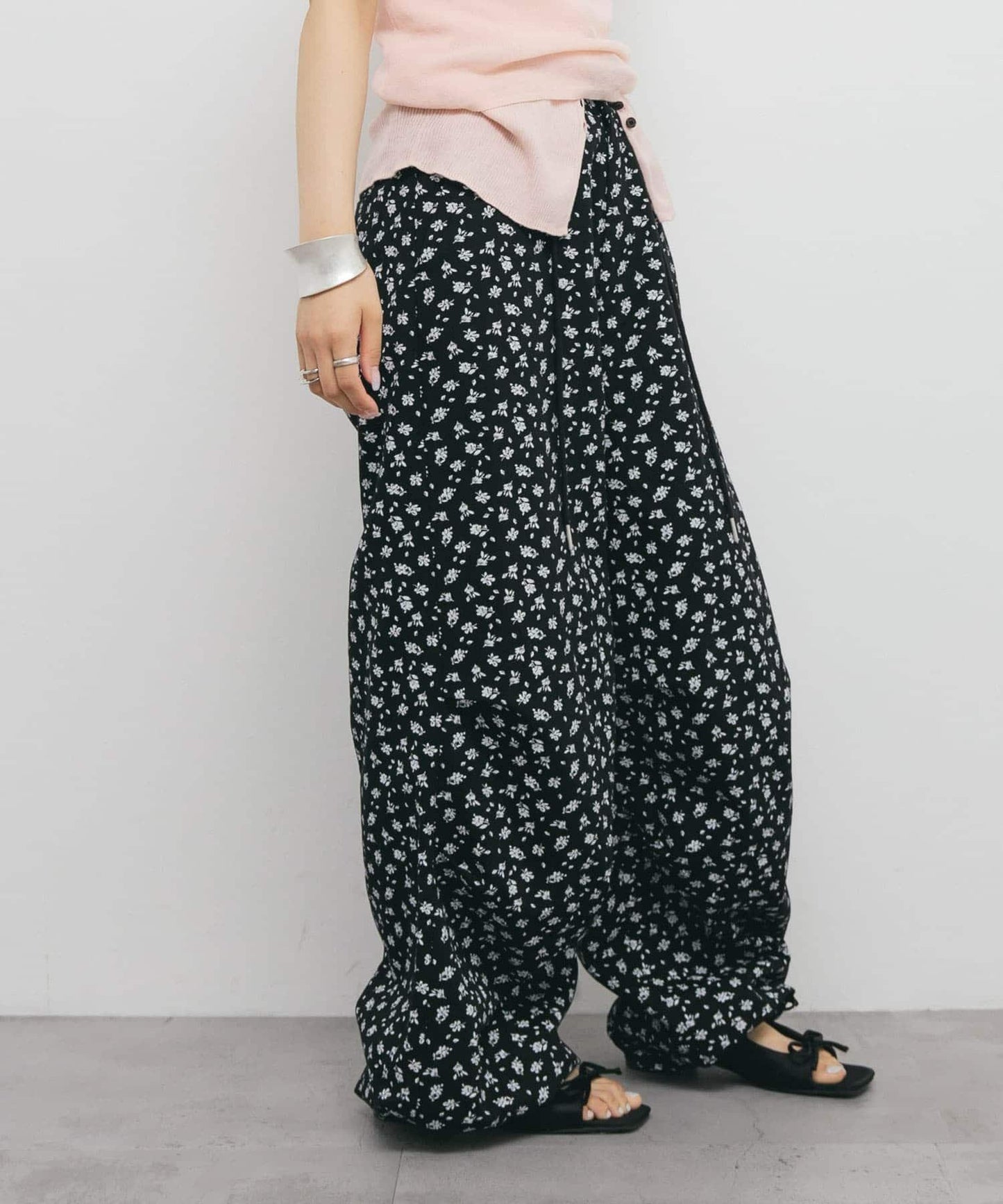 花卉印花抽繩褲