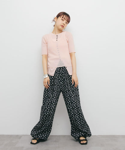 花卉印花抽繩褲