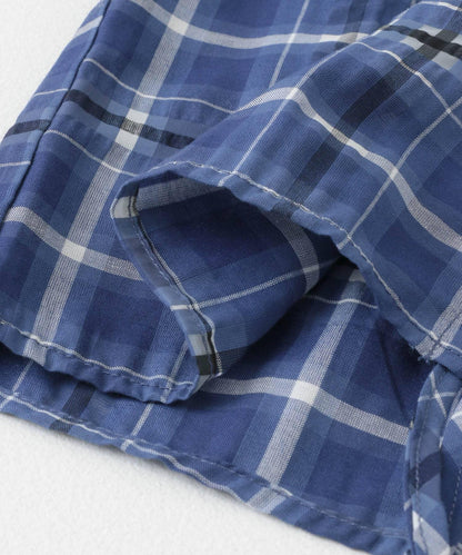 抽繩透視格紋襯衫