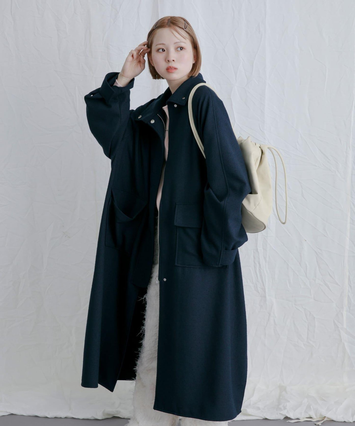 立領圈圈呢大衣