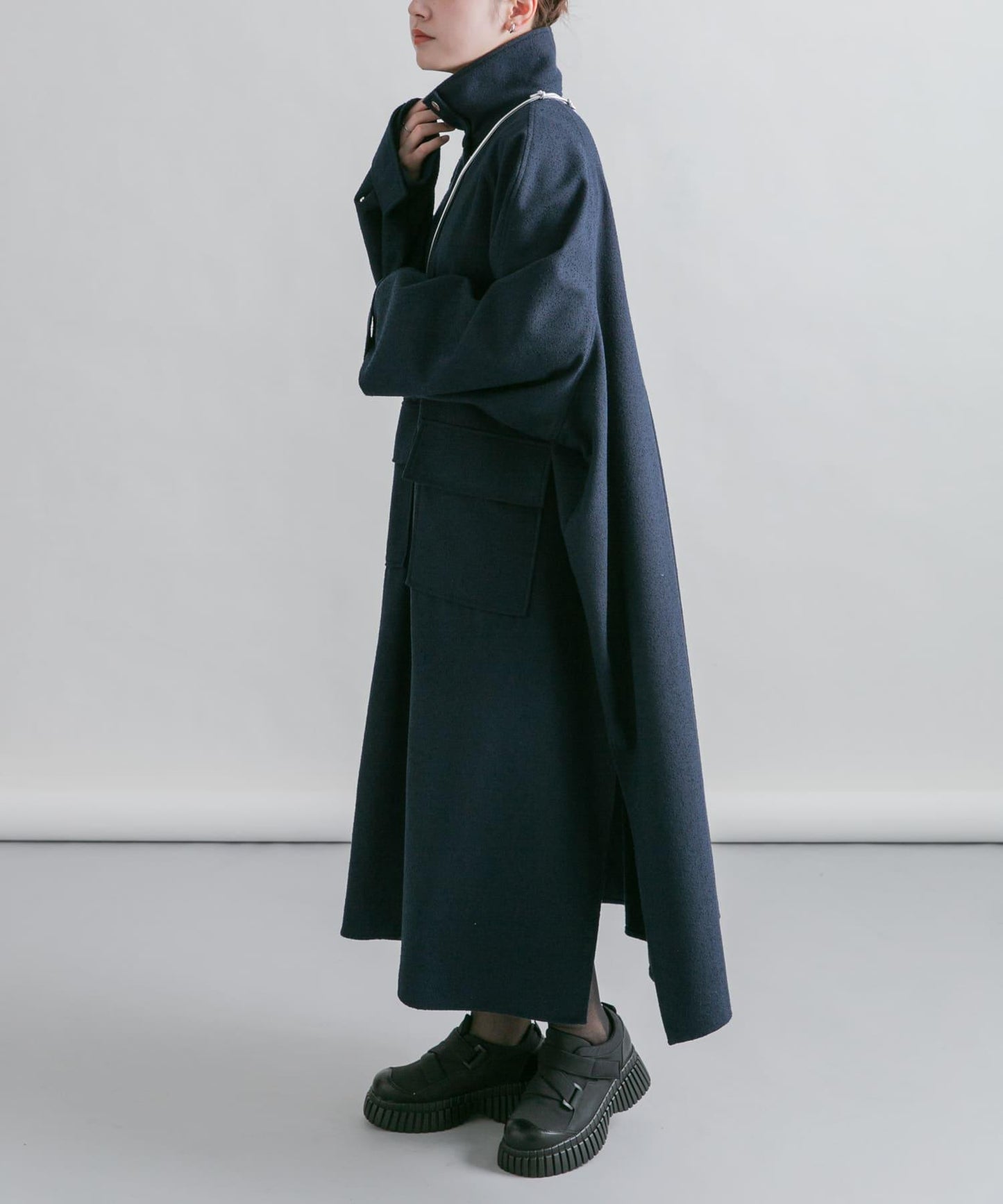 立領圈圈呢大衣