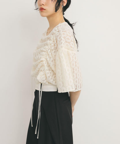 抽繩蕾絲上衣