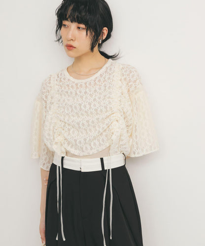 抽繩蕾絲上衣