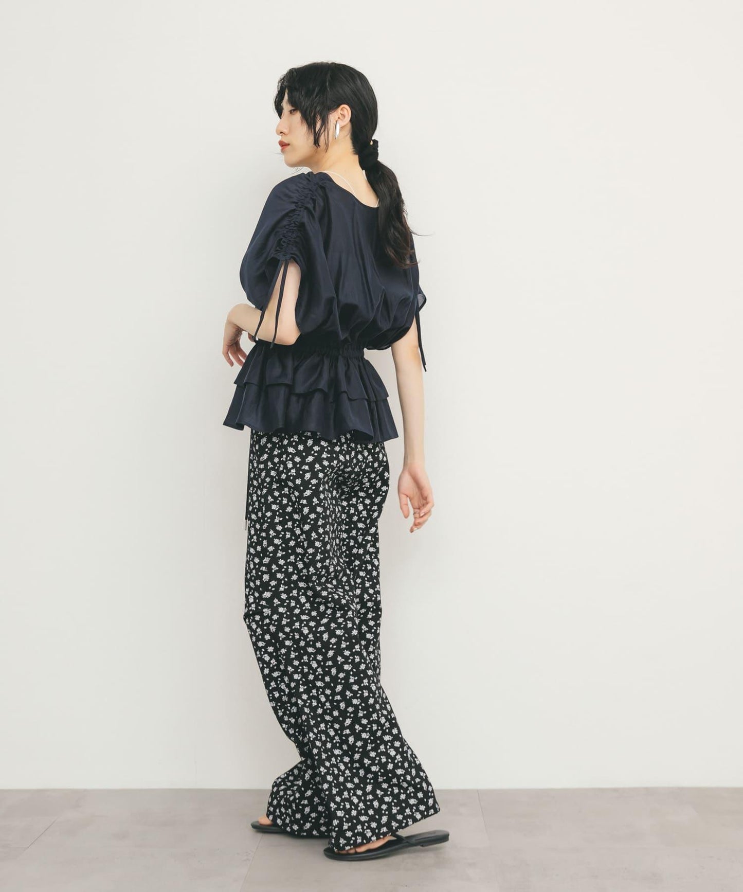 花卉印花抽繩褲