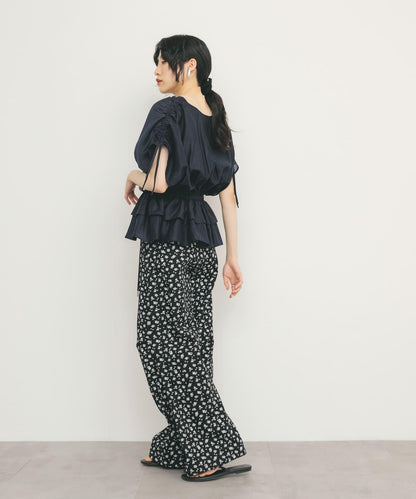 花卉印花抽繩褲