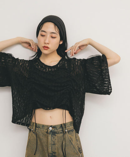 抽繩蕾絲上衣