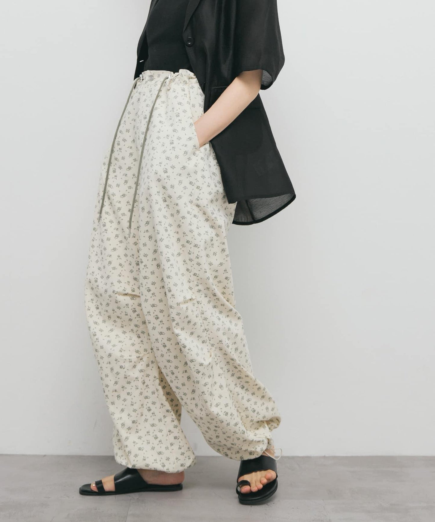 花卉印花抽繩褲