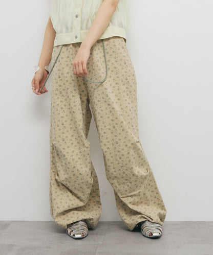 花卉印花抽繩褲