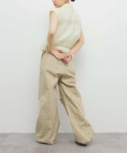 花卉印花抽繩褲