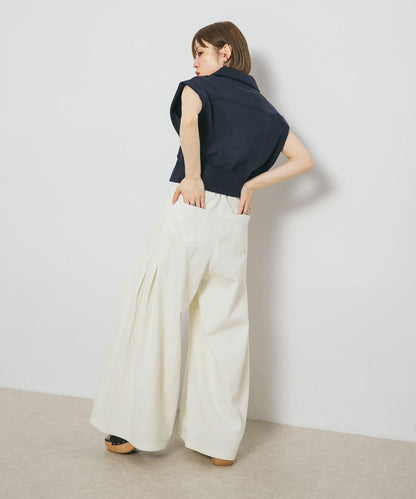 2尺碼可選側褶寬鬆長褲