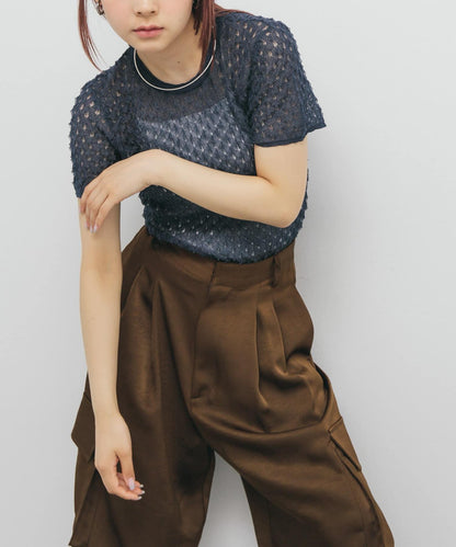 透視短款針織衫