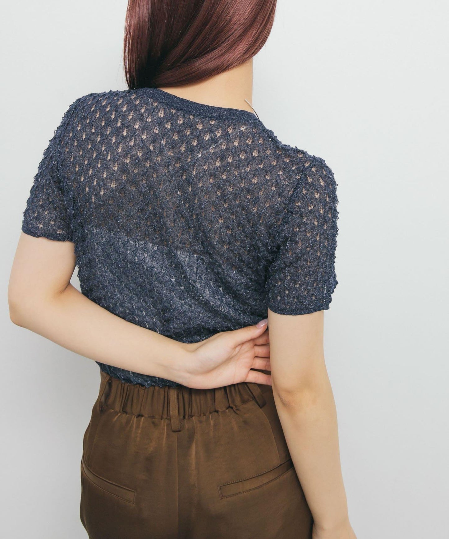 透視短款針織衫