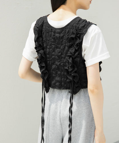 2WAY荷葉邊無袖上衣