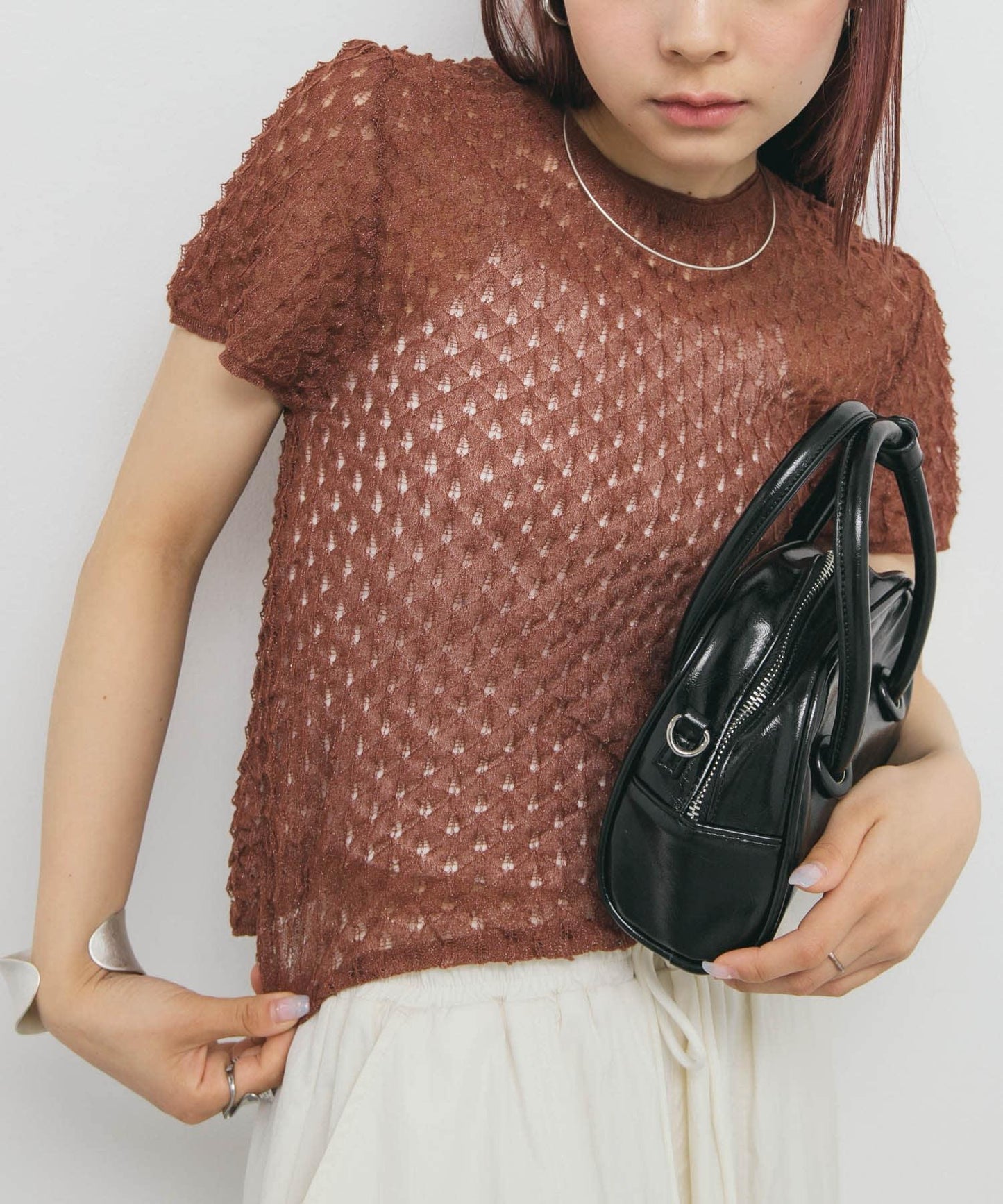 透視短款針織衫