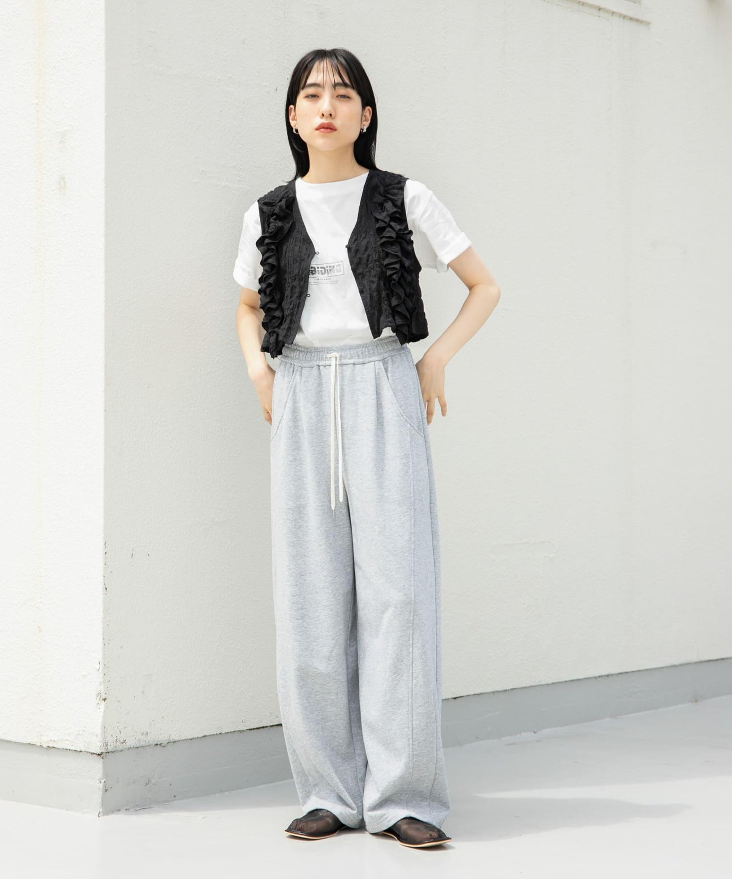 2WAY荷葉邊無袖上衣