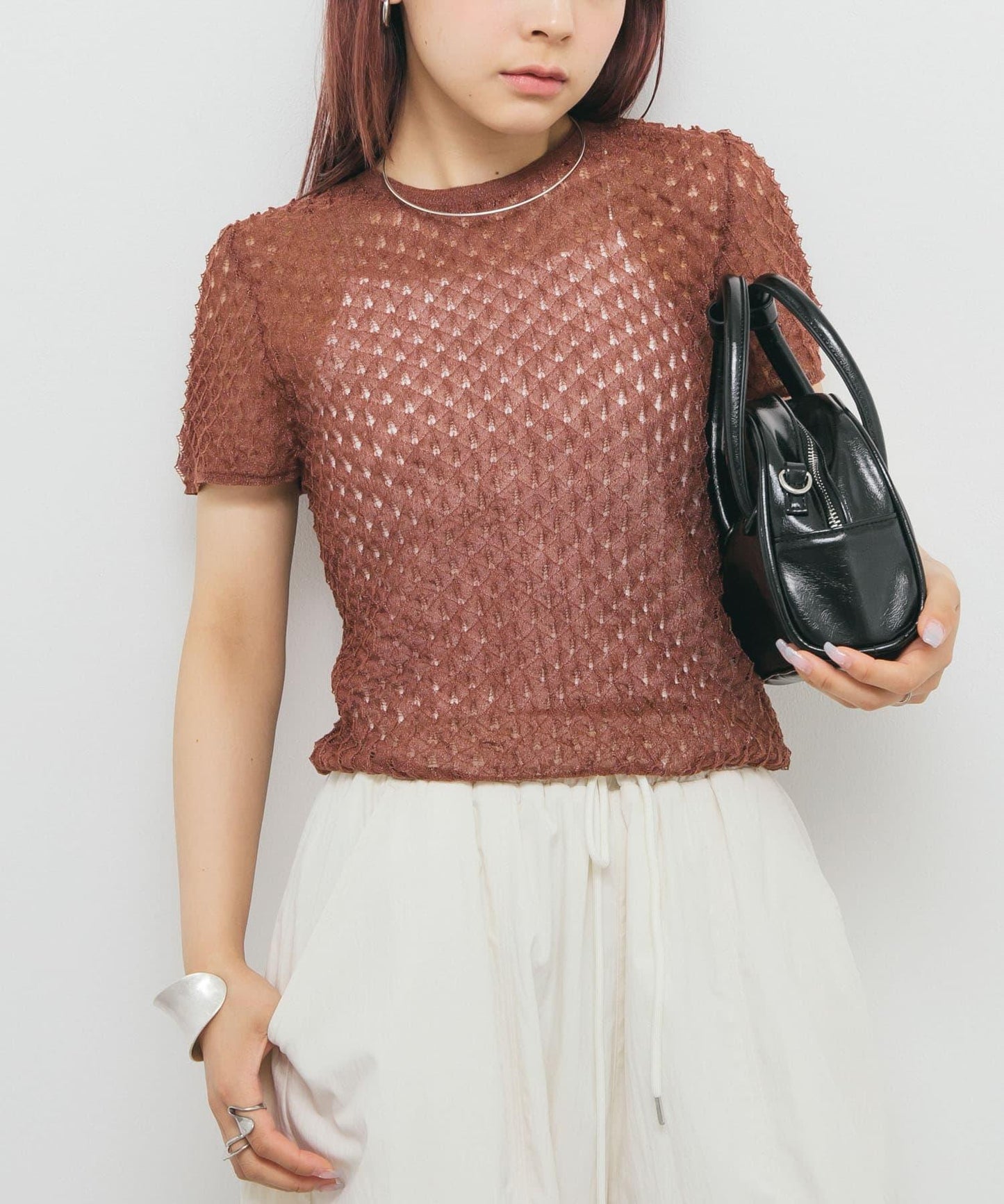 透視短款針織衫