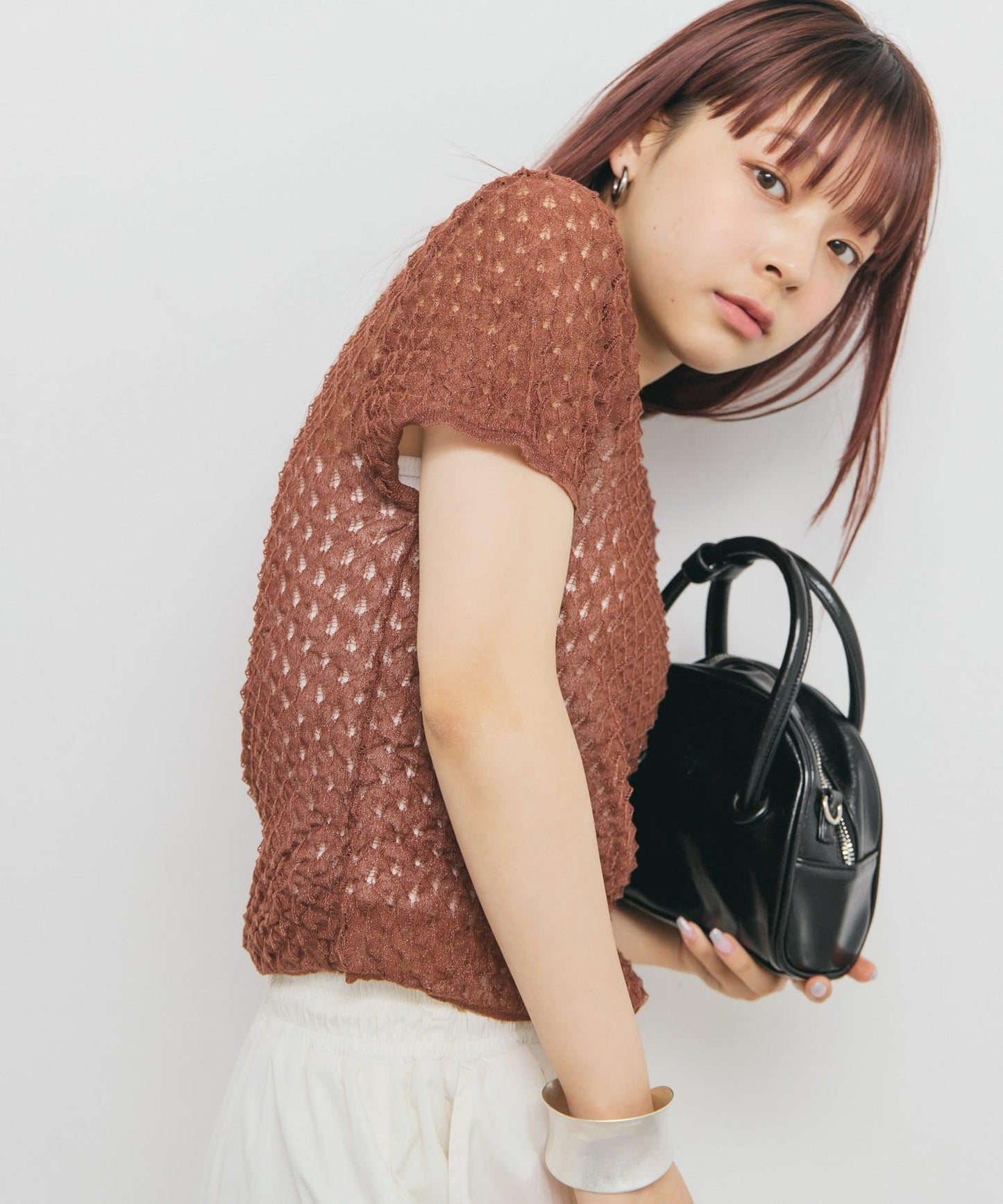 透視短款針織衫