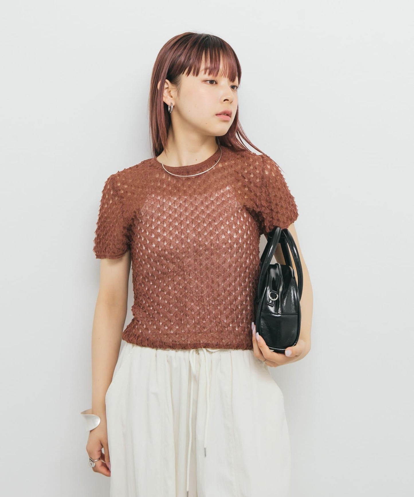 透視短款針織衫