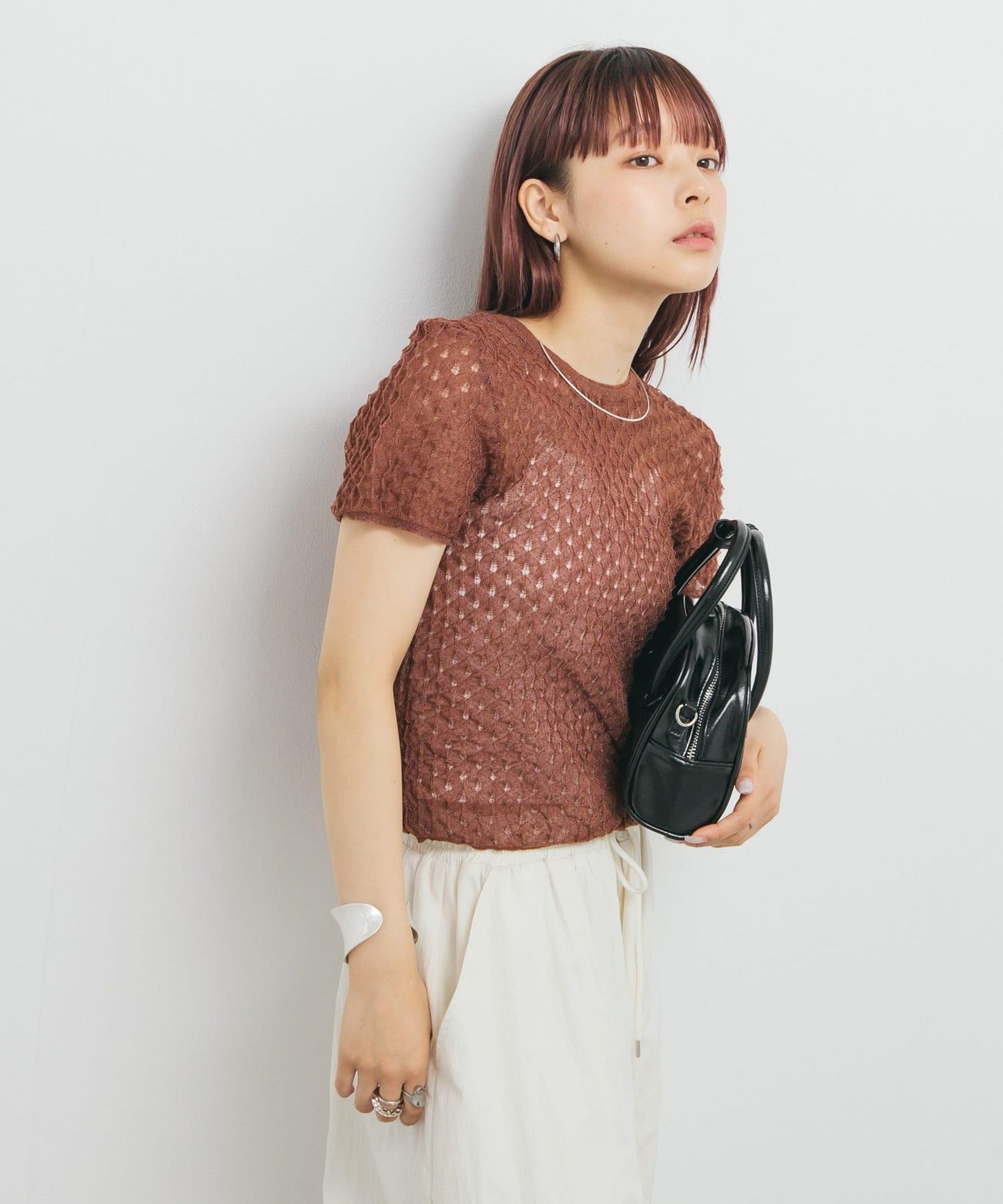 透視短款針織衫