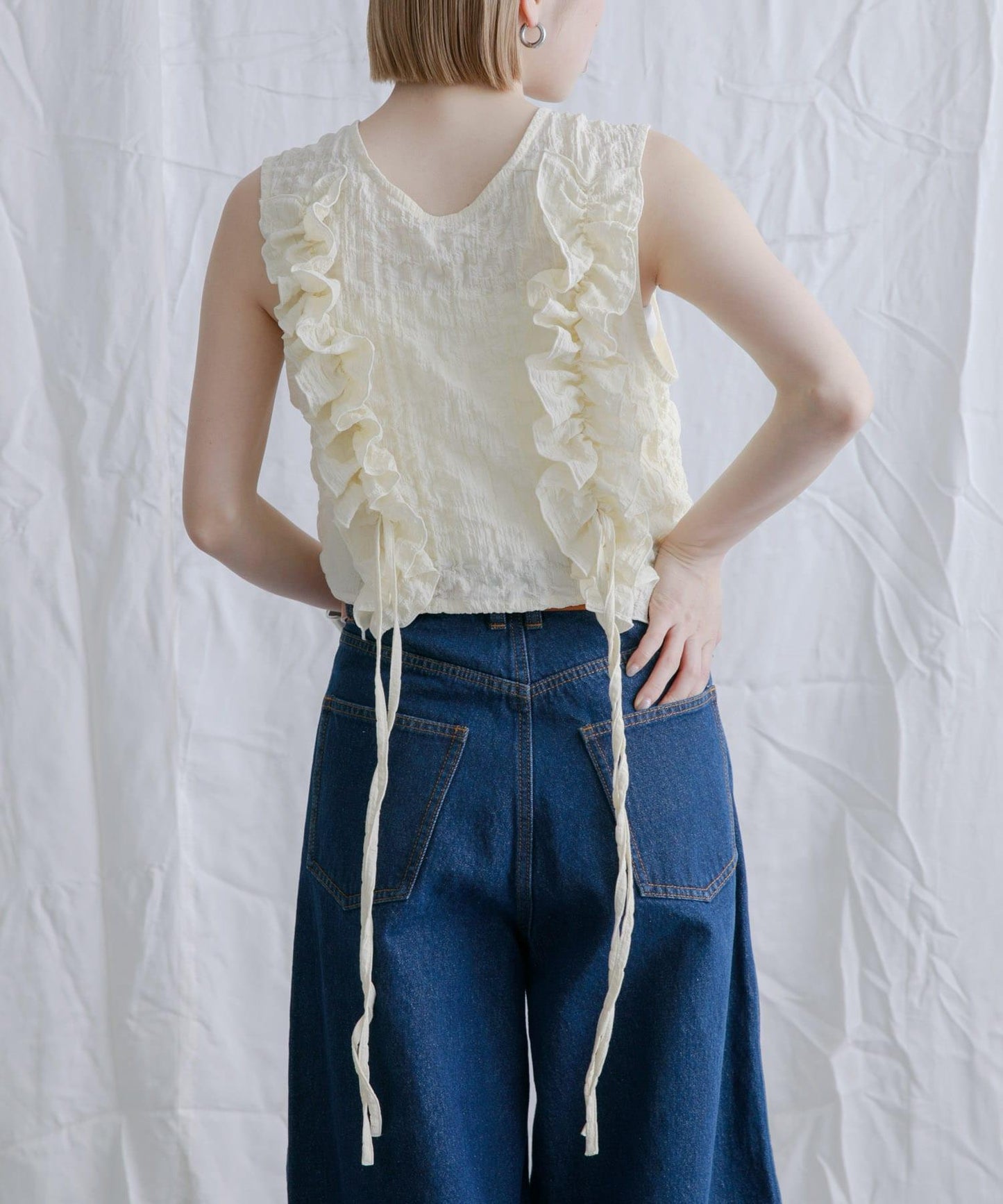 2WAY荷葉邊無袖上衣