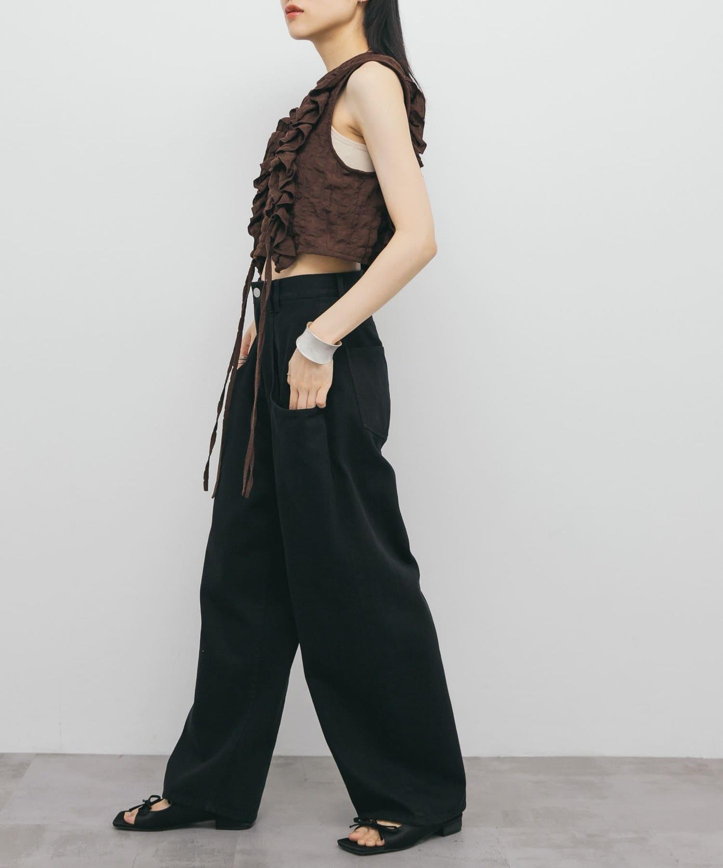 2WAY荷葉邊無袖上衣