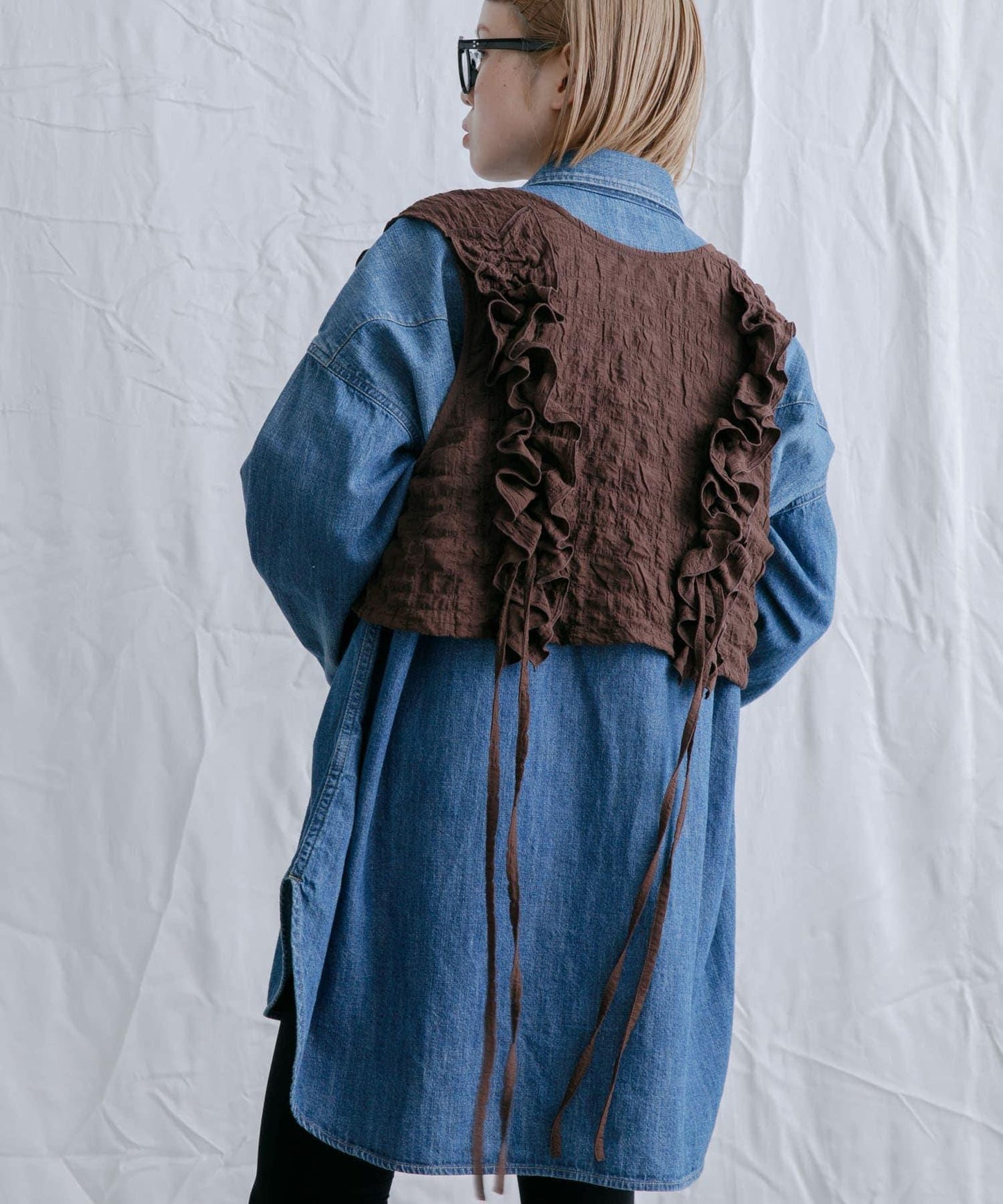 2WAY荷葉邊無袖上衣