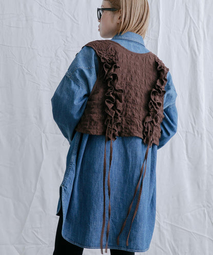 2WAY荷葉邊無袖上衣