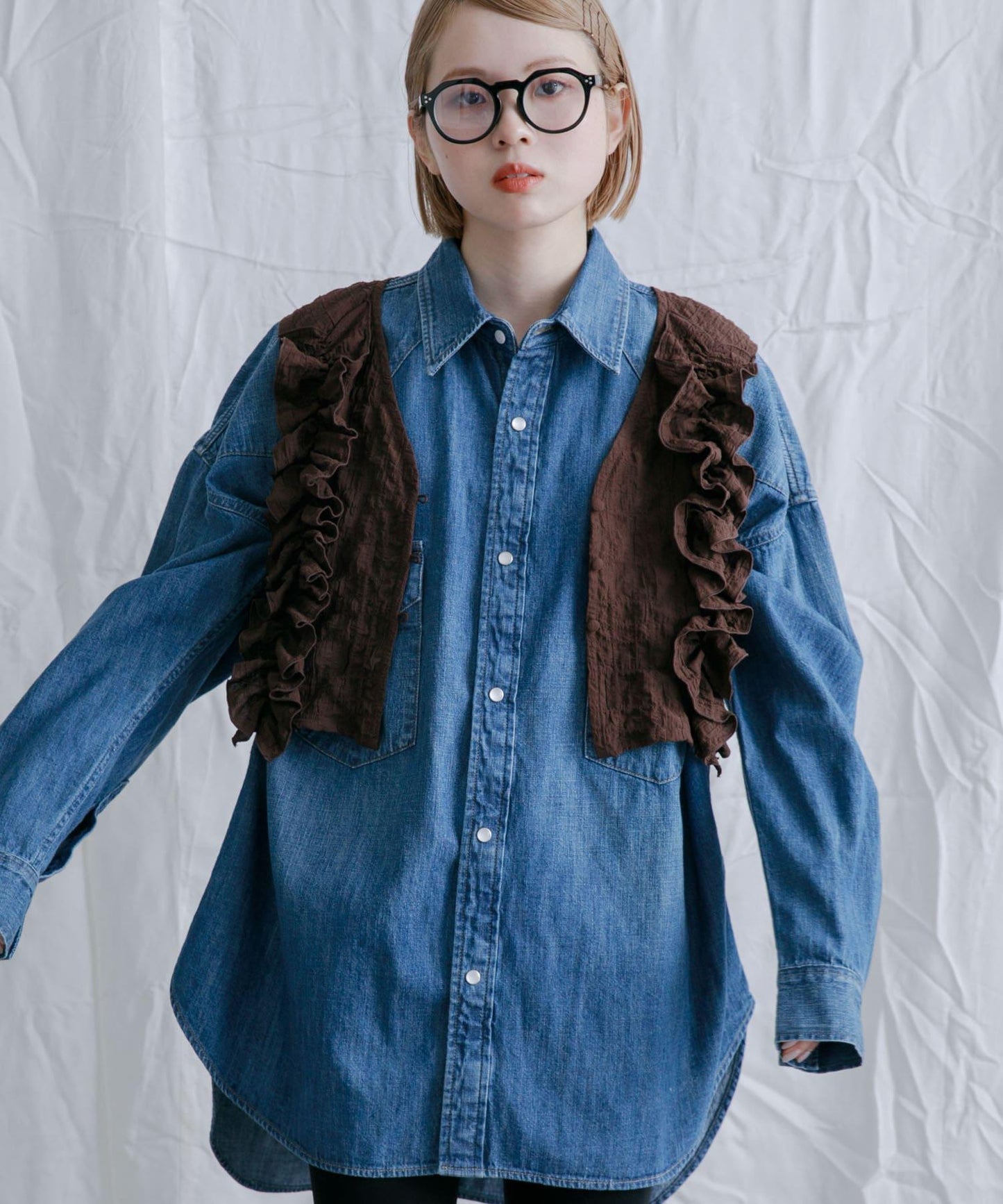 2WAY荷葉邊無袖上衣