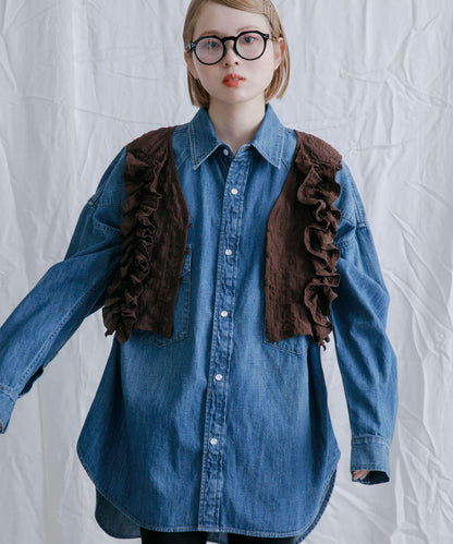 2WAY荷葉邊無袖上衣