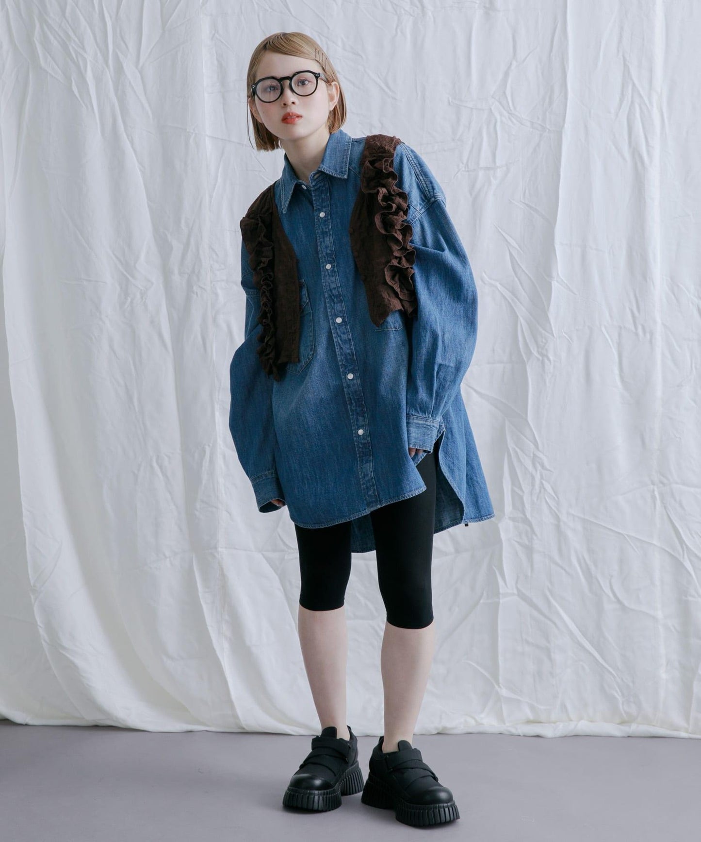 2WAY荷葉邊無袖上衣