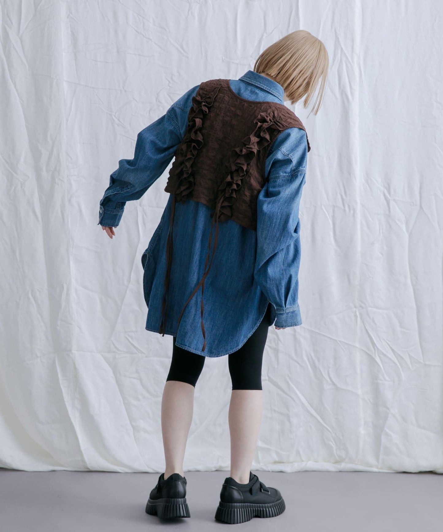 2WAY荷葉邊無袖上衣