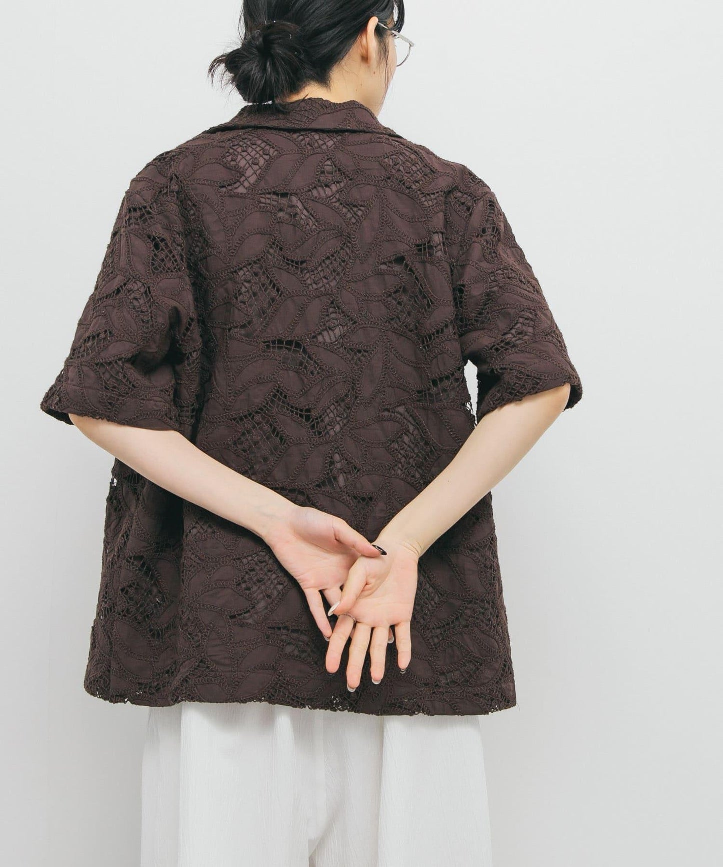 化纖蕾絲寬鬆襯衫