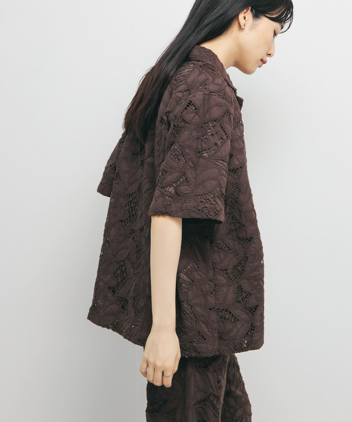 化纖蕾絲寬鬆襯衫