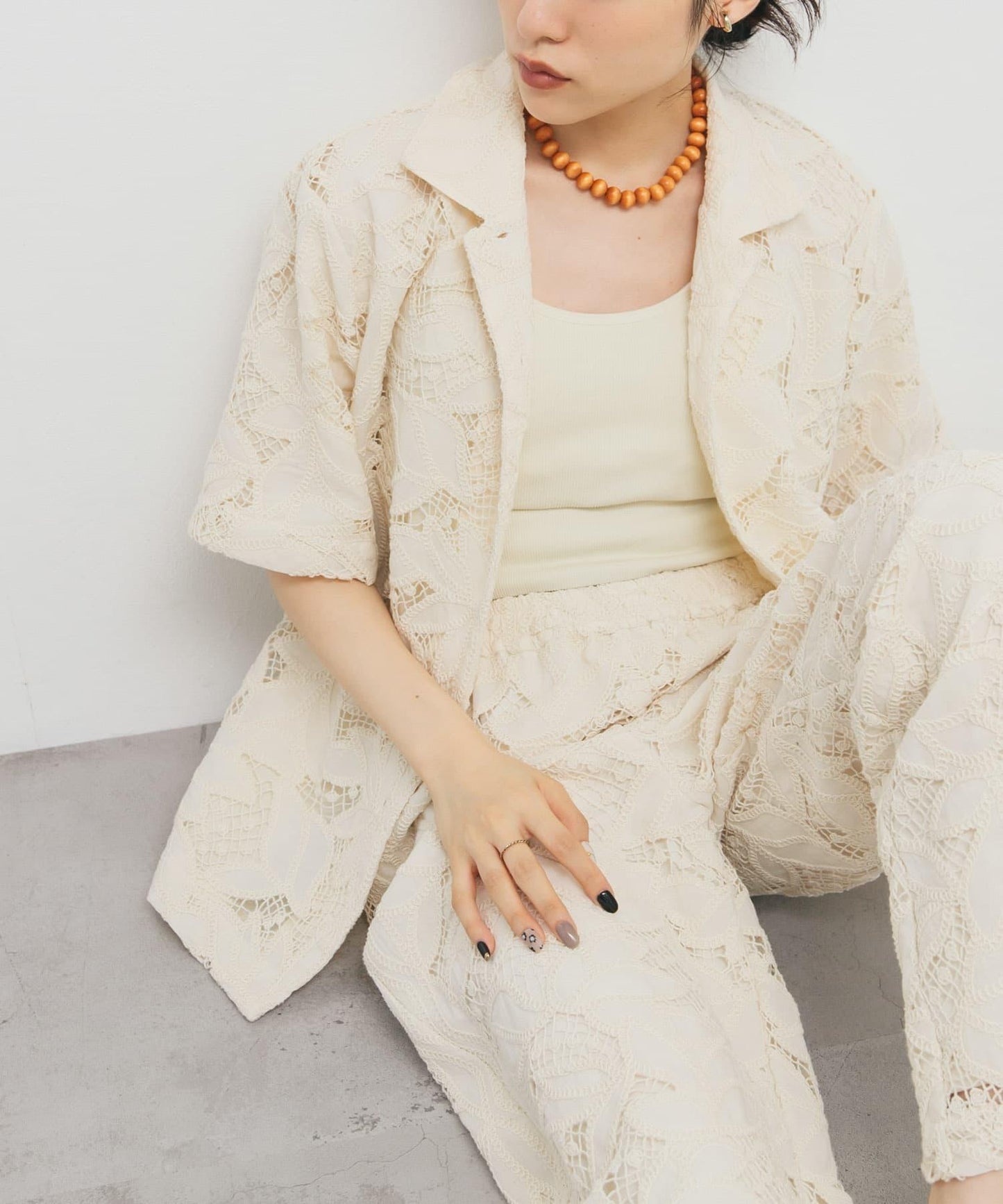 化纖蕾絲寬鬆襯衫