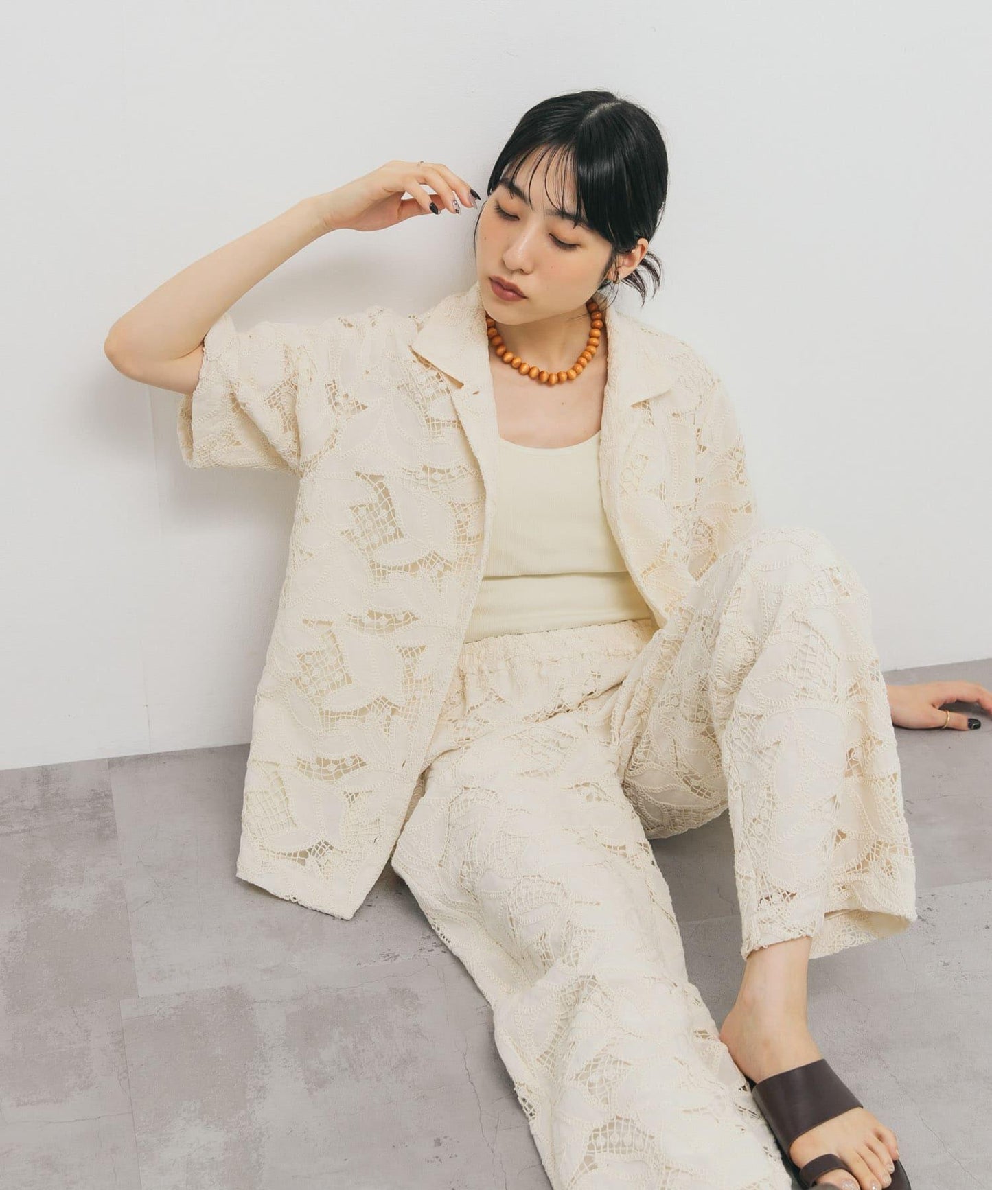 化纖蕾絲寬鬆襯衫