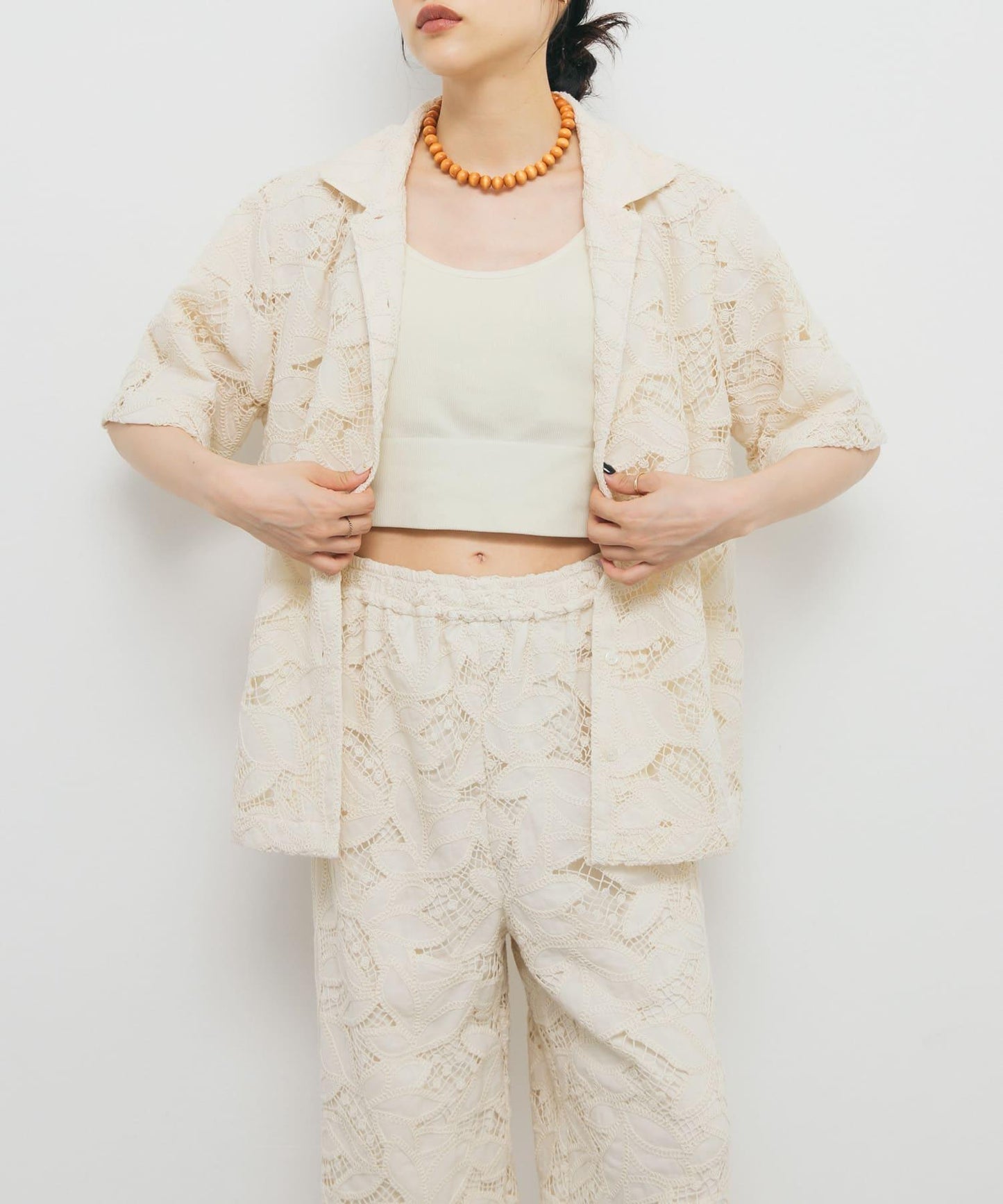 化纖蕾絲寬鬆襯衫