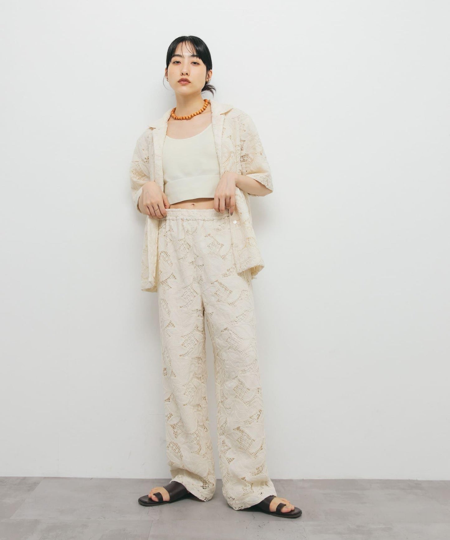 化纖蕾絲寬鬆襯衫